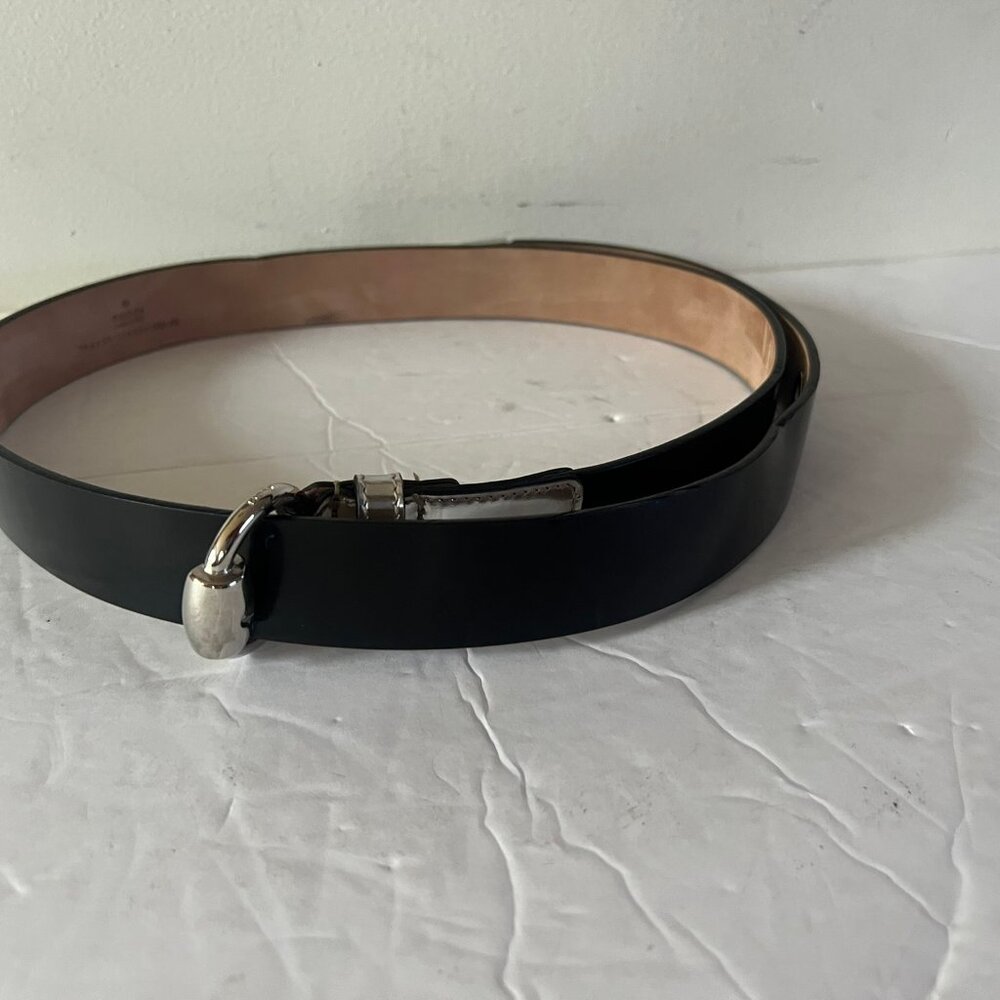 VINTAGE UNISEX GUCCI BLACK SILVER PATENT LEATHER BUCKLE BELT 100 CM / 40 - Picture 7 of 7